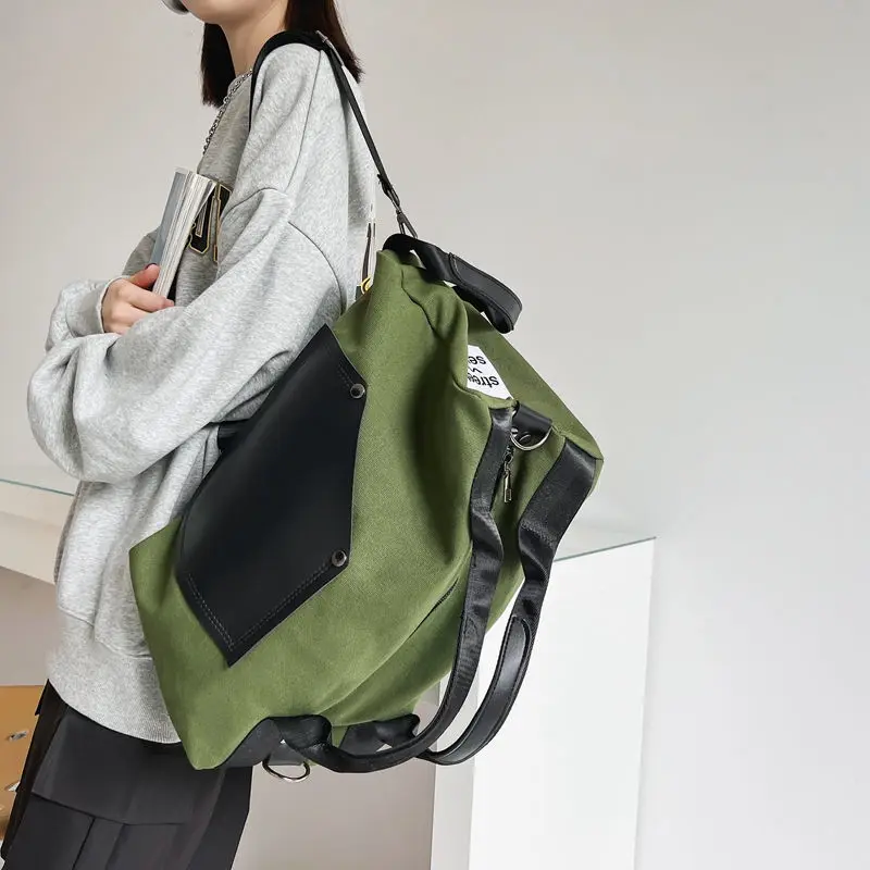 

Холщовый Рюкзак в стиле пэчворк унисекс, персонализированный школьный ранец в уличном стиле, вместительная многофункциональная сумка-мессенджер через плечо