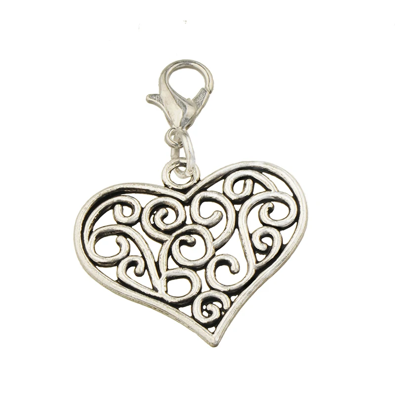 

20pcs Keychain Dangles Pendants With Hooks DIY Handmade Parts Customize Bijouterie Heart Love Spiral Metal Jewelry Components
