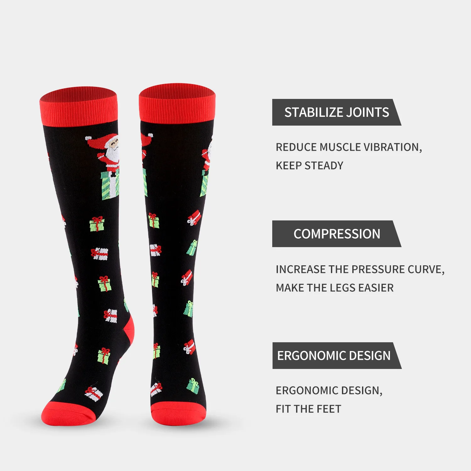 Christmas Socks Compression Socks Running For Men Women To Promote Blood Circulation Travel Outdoor Cycling Hiking Rugby