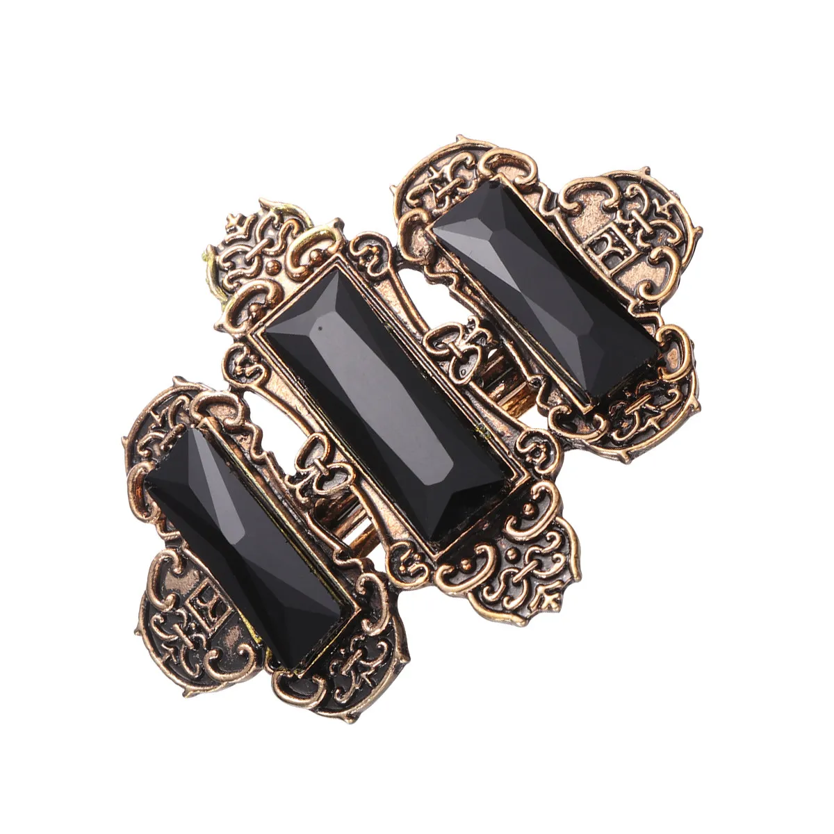 1pc 라인스톤 헤어 클립 합금 스프링 버클 포니테일 클립 여성용 패션 머리핀 데일리 파티용 골든 블랙