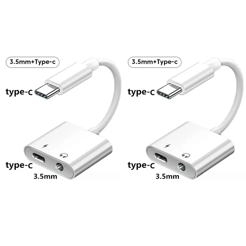 2-in-1 오디오 어댑터 USB C-3.5mm 잭 타입-C 충전 3.5mm AUX 케이블 (삼성, 아이폰, 화웨이 유선 헤드폰 연결용)