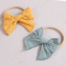 

Solid Nylon Bow Baby Headband Striped Soft Cotton Hair Bands Cute Kids Headwear Turban Baby Headress Girls Hair Accessories