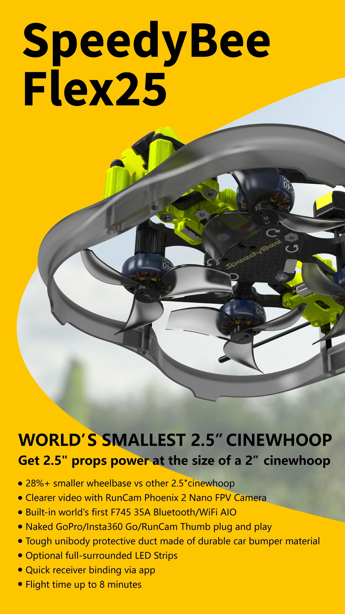 SpeedyBee F745 35A Freestyle FPV, SpeedyBee Flex25 WORLD' $ SMALLEST 2.5" CINEW