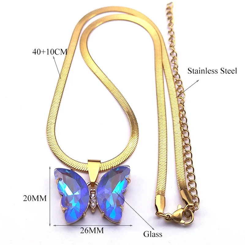 Collana con Serpente a Farfalla in Acciaio Inossidabile