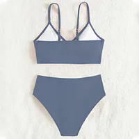 Toddler Girl Swimsuit Solid Color Bikini Set 2024 Bottom Briefs Swimwear Summer Children Bathing Suit 4