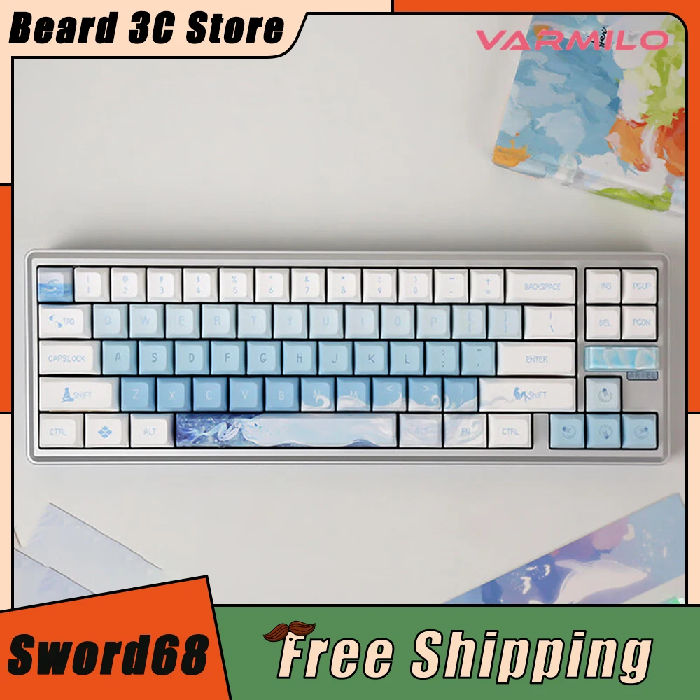 

Varmilo Sword68 Vtp68 Mechanical Keyboard Aluminium Alloy Three Mode Dynamic RGB Wireless Gaming Keyboard Hot Swap Low Delay Mac