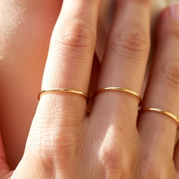 1/3 pezzi Anelli impilabili in acciaio inossidabile estremamente sottile da 0,6 mm, impermeabili, placcati oro, per donna, gioielli minimalisti semplici da indossare tutti i giorni