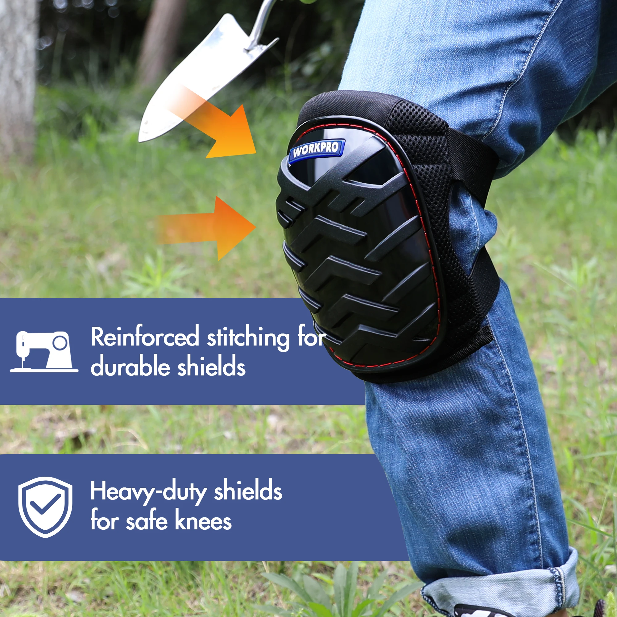 Description Picture 6 of itemWORKPRO 1 Pair Gel Knee Pads EVA Adjustable Straps Padding Professional Protective Gears for Garden Working Protection Equipment