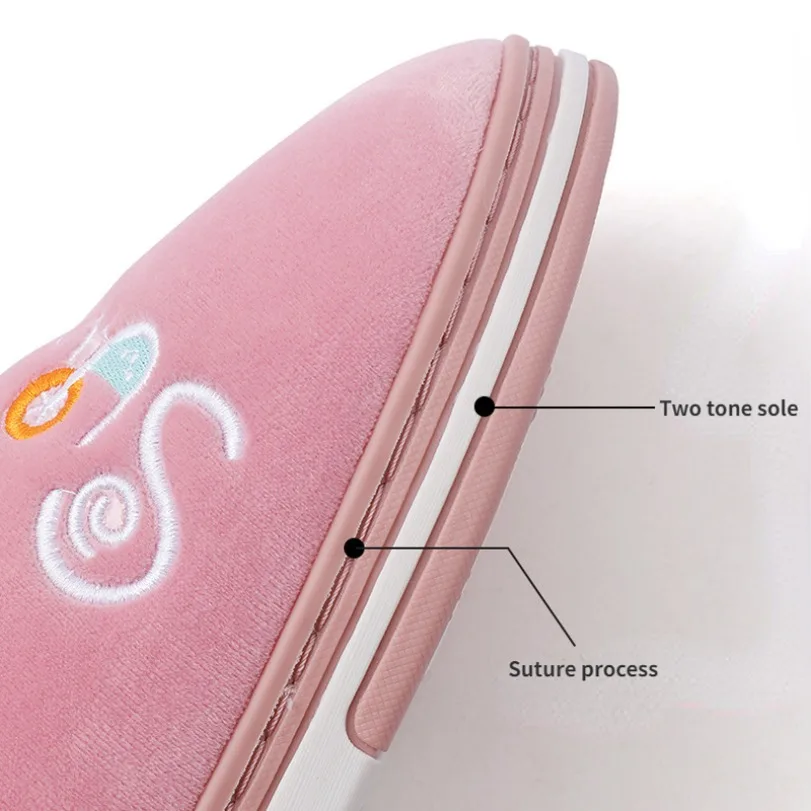 Home Slipper Women Winter Warm Fuzzy Fur Contton Plush Non Slip Grip Indoor Lazy Soft Female Thermal House Shoe Flat Male Men
