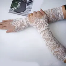 

Summer Women Sexy Lace Gloves Sunscreen Long Lace Fingerless Mittens Covered Scar Elastic Sleeve Ladies Driving Gloves