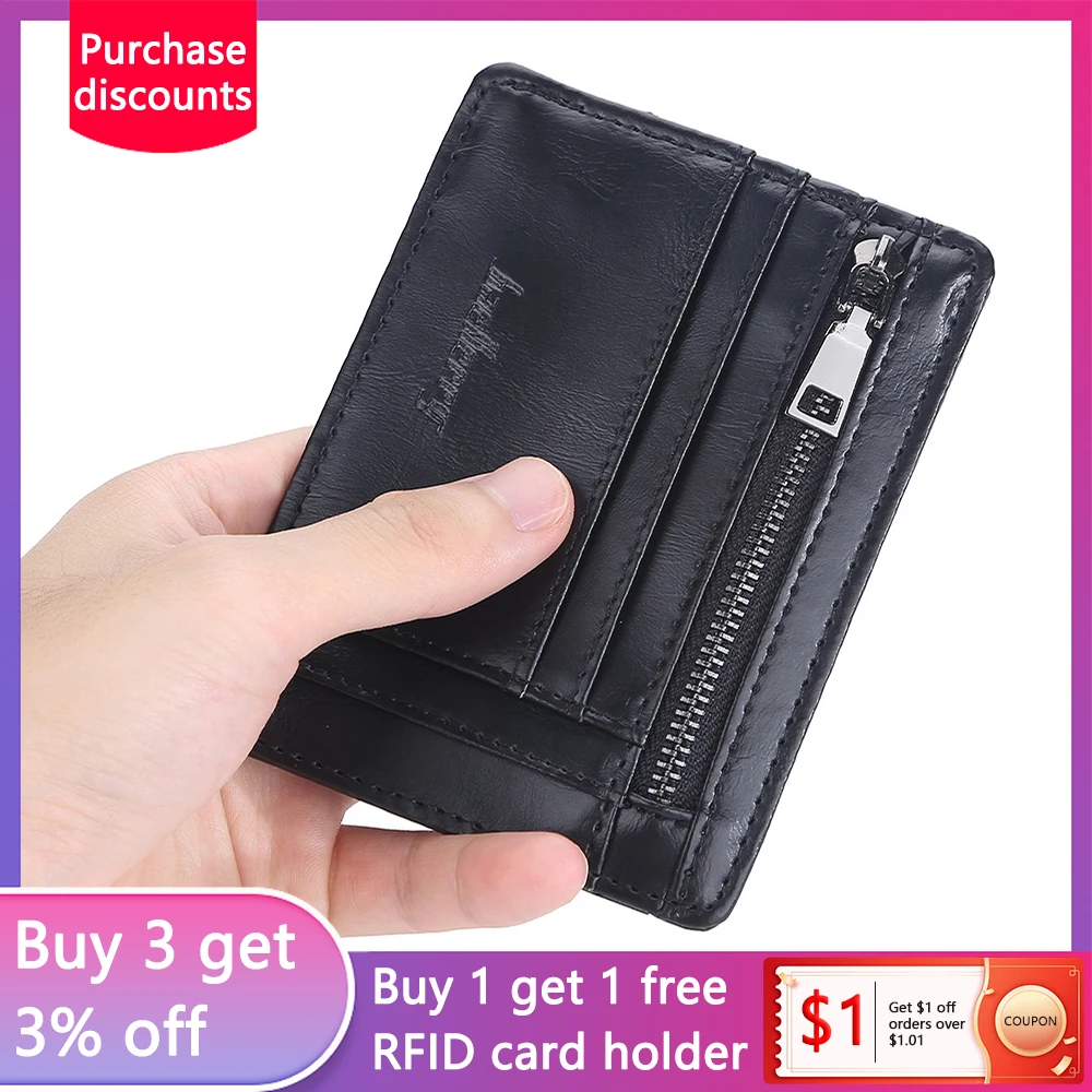 

Men Bank Credit Card Holder Minimalist Zipper Coin Purse Short Business Multi Slot Card Case Ultra Slim Wallet ID Card Cover