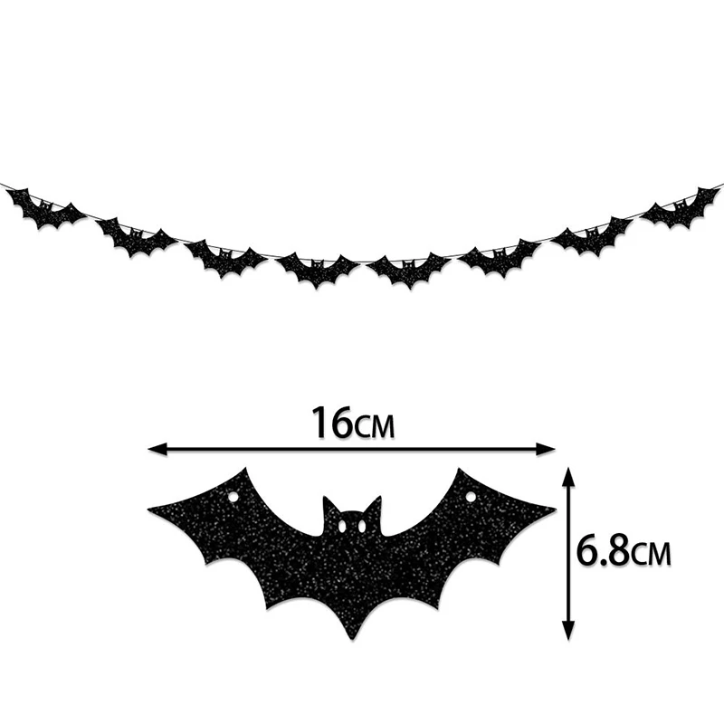Halloween Hanging Garland Cartoon Ghost Bat Spider Bunting Paper Banner Halloween Party Home Fireplace Decoration Supplies Kids