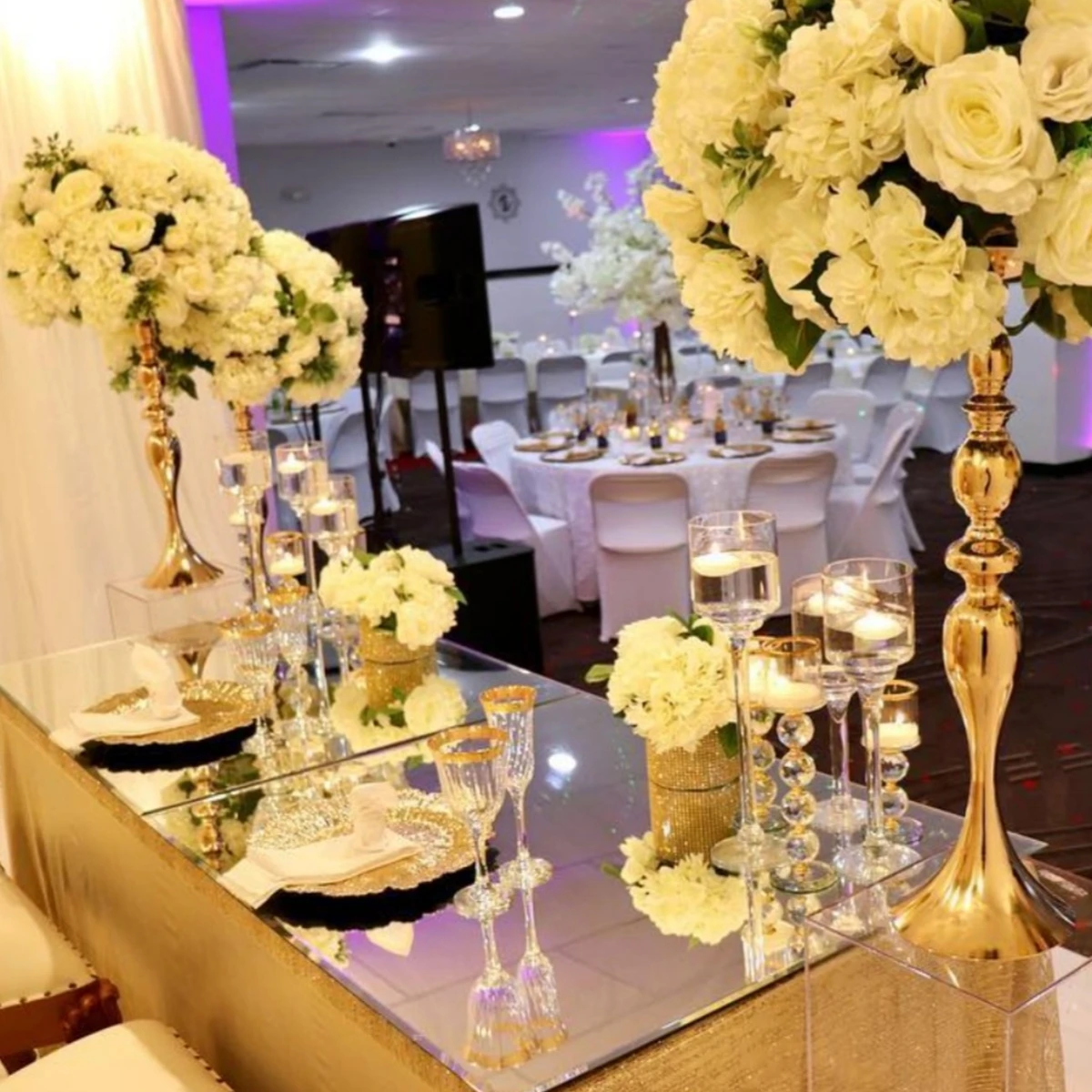 

with stand )Luxury Tall Geometric Metal Gold Silver Wed Flower Stand Events Decorations Centerpieces For Wedding Table