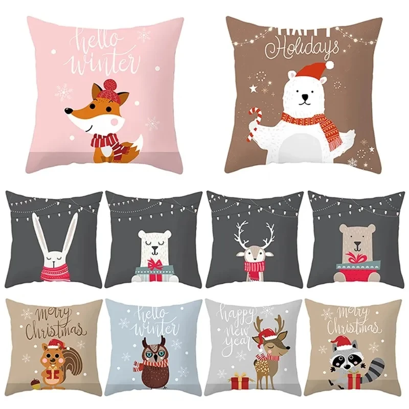

Merry Christmas Animal Double Sided Pillow Covers Cover for Christmas for Chair Winter Cushion Covers for Kids Home Decor DF836