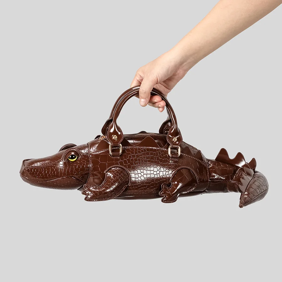Simulated Crocodile Design Women's Handbags 2025 Funny Crocodile Pattern Shoulder Bags Luxury Pu Leather Crossbody Cross Bag