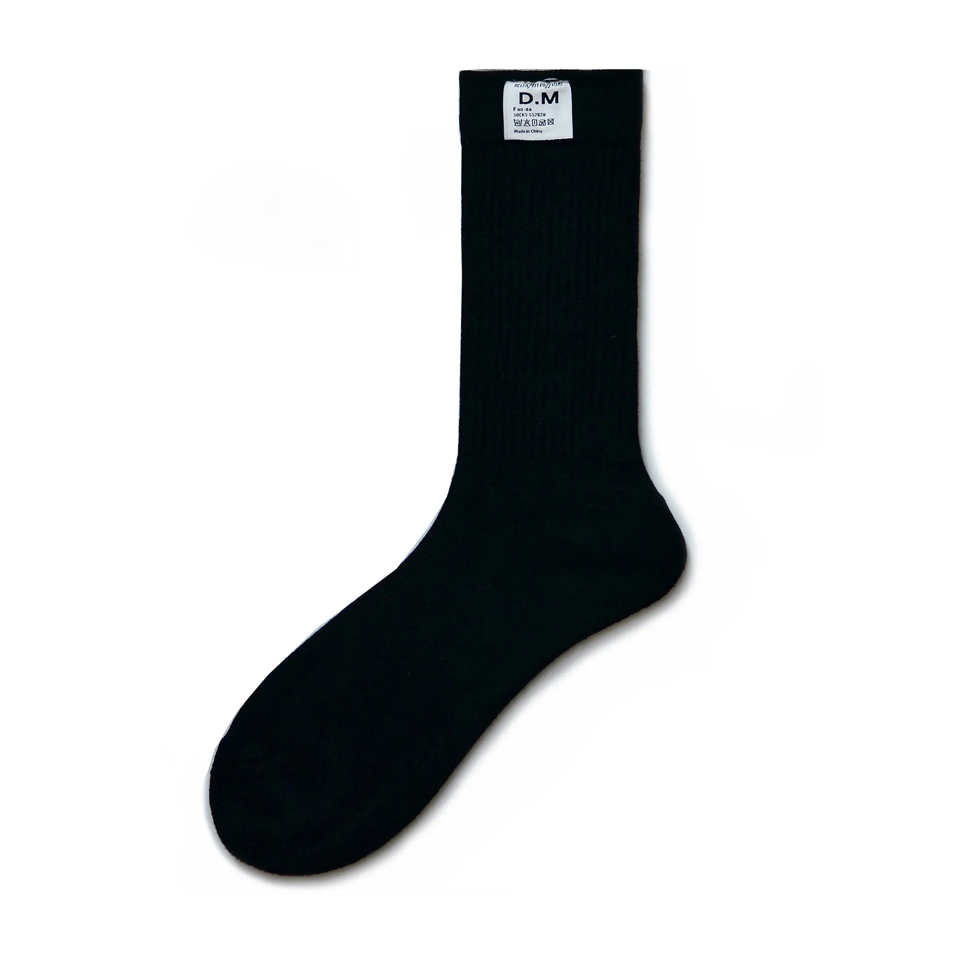 Men's Black Mid-calf Socks Solid Color Letter Thickened Fashion Socks Sweat Absorbing Cotton Socks