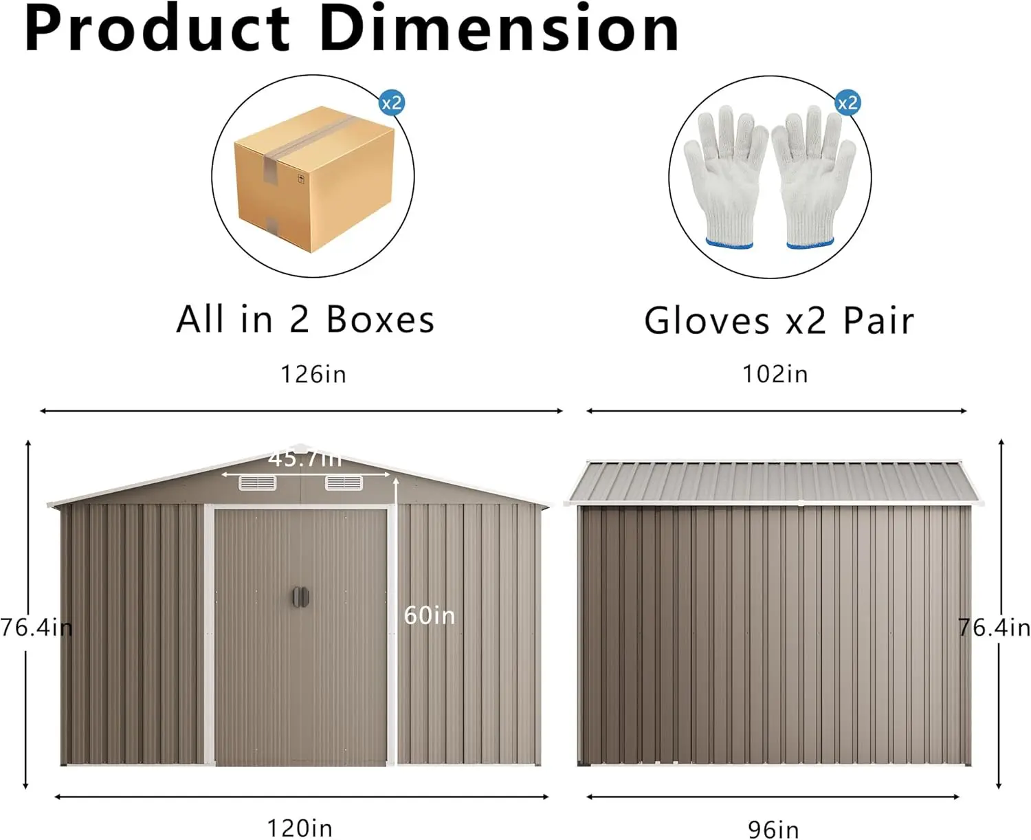 10'X8' Outdoor Storage Shed Metal Galvanized Tool Shed With Vents & Lockable Sliding Door,Waterproof Backyard Shed For