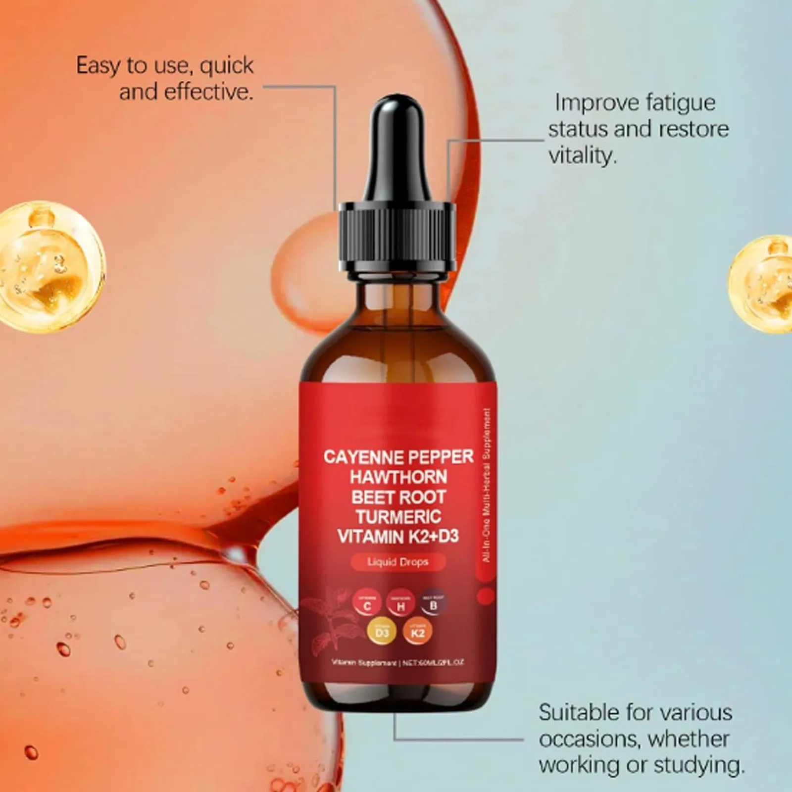 Capsicum Extract Capsicum Drops Organic Beetroot Drops 60ml Gift 2025 New