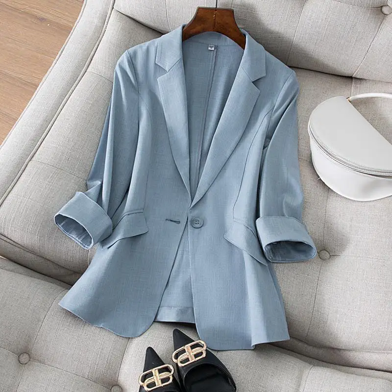 Small suit jacket female seven-point sleeve 2023 spring and summer new Korean version temperament slimming suit female top