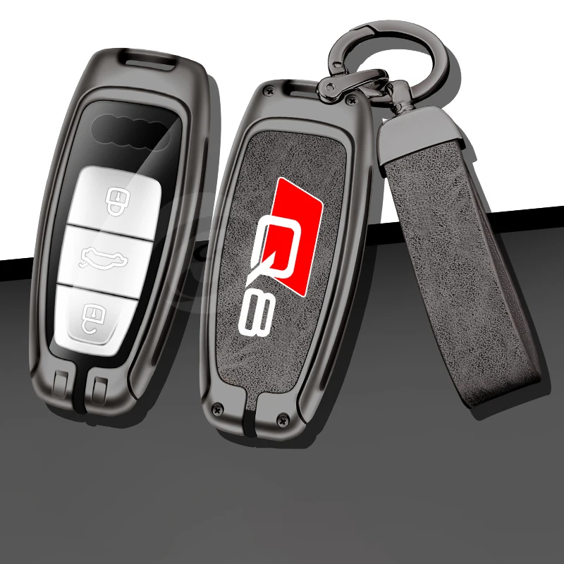 Zinc Alloy Car Key Case Cover for Audi Q8 e tron Custom Logo Remote Control Key Shell Buckle Car