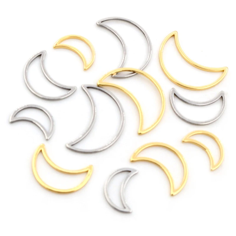 20pcs 3 Größe Mond Charme Gold Edelstahl Anhänger Öffnen Blenden Hohl Gedrückt Harz Rahmen Form Lünette DIY Schmuck, der