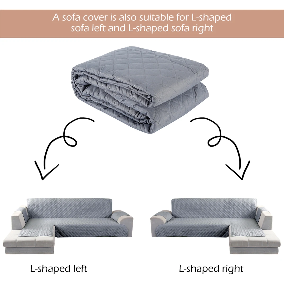 Reversible Sofa Slipcover Anti-Slip L Shape Sofa Cover Double-Sided Waterproof Sanding Cloth Sectional Couch Furniture Protector