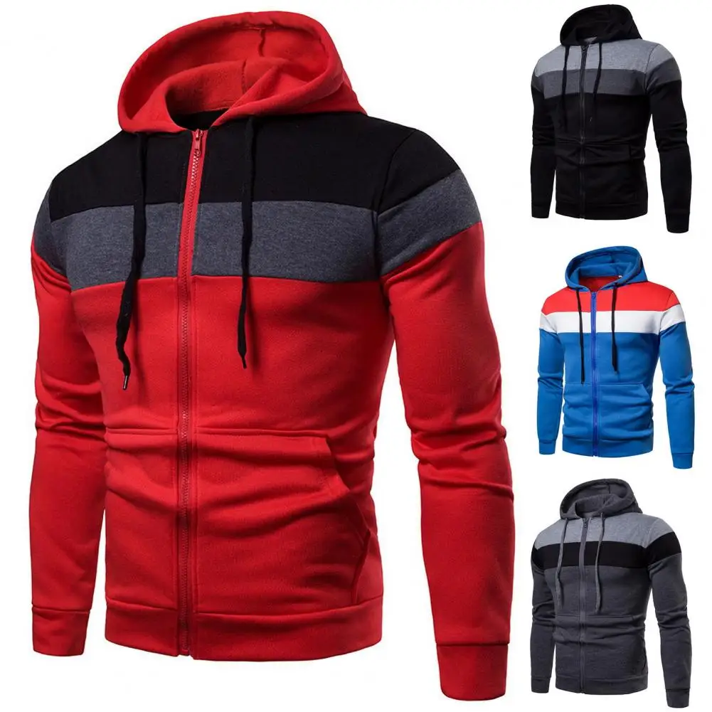 

Свитшот в стиле ретро, пальто, осенне-зимняя мужская толстовка с капюшоном, цветное лоскутное теплое пальто с длинным рукавом и молнией, верхняя одежда