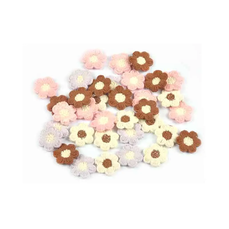 30Pcs 1.8cm 4colors Mixed Flower Embroidered Patches For DIY Clothes Crafts Sewing Supplies Garment Handmade Accessories C4149