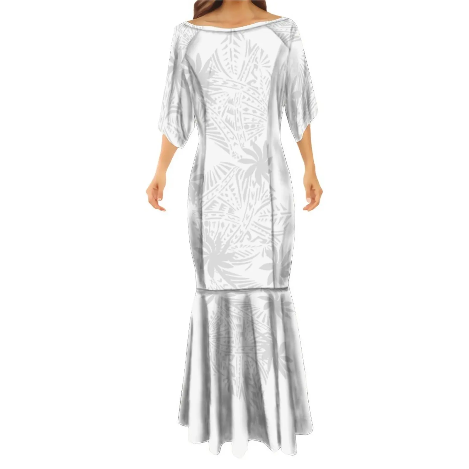 

High Quality Customized Mother's Day White Sunday Design Polynesian Tribal Long Maxi Swing Dress Plus Size Womens Clothing 7XL