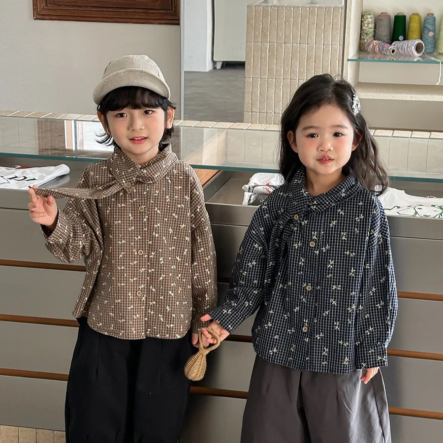 셔츠 2026 봄 여름 신상 아동복 한국 스타일 남아 여아 패션 센 레트로 긴팔 꽃무늬 셔츠