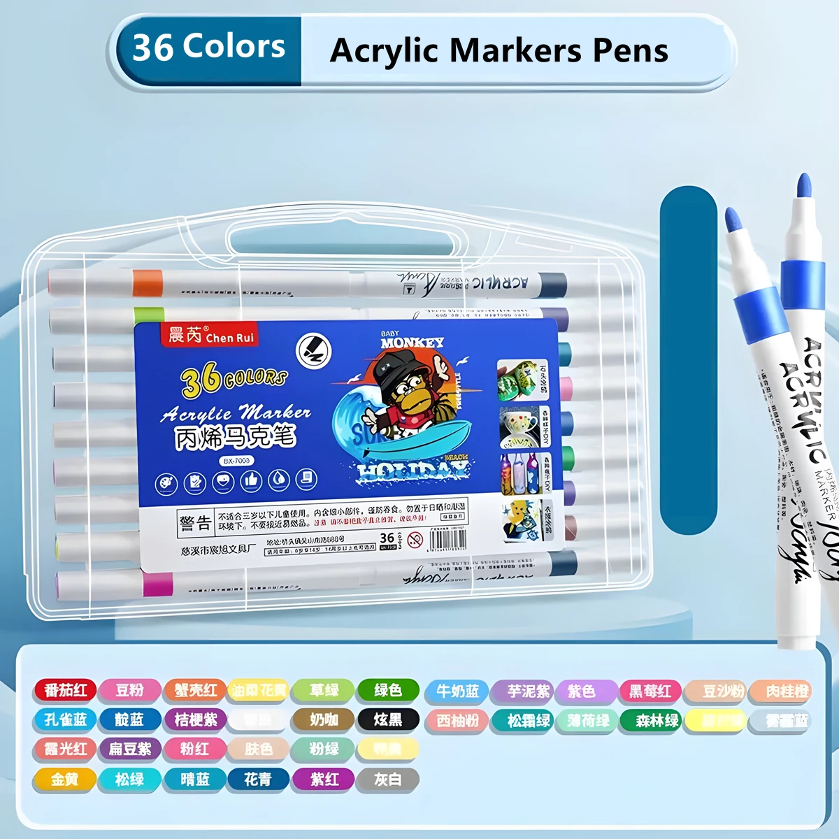 TWOHANDS Pennarelli Acrilici 12 Colori – Punta Pennello 1-4mm, Inchiostro Liquido Ad Alto Volume – Per Pittura Su Pietra, Vetro, Legno, Tessuto E Ceramica