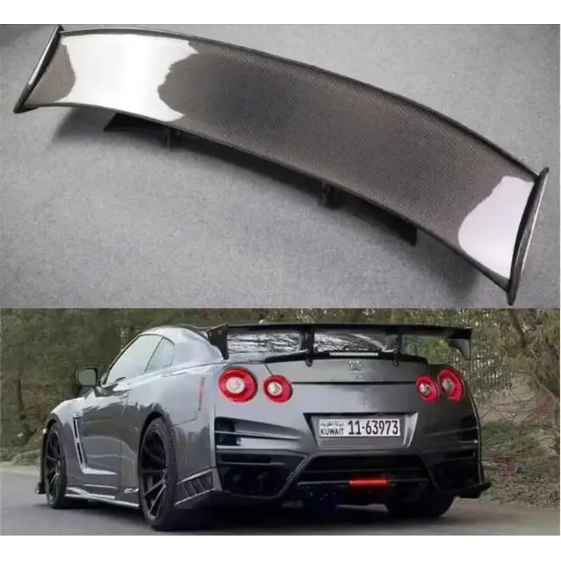 

Для Nissan GTR R35 2008-2023 Настоящее углеродное волокно автомобильное заднее крыло багажника губа спойлер