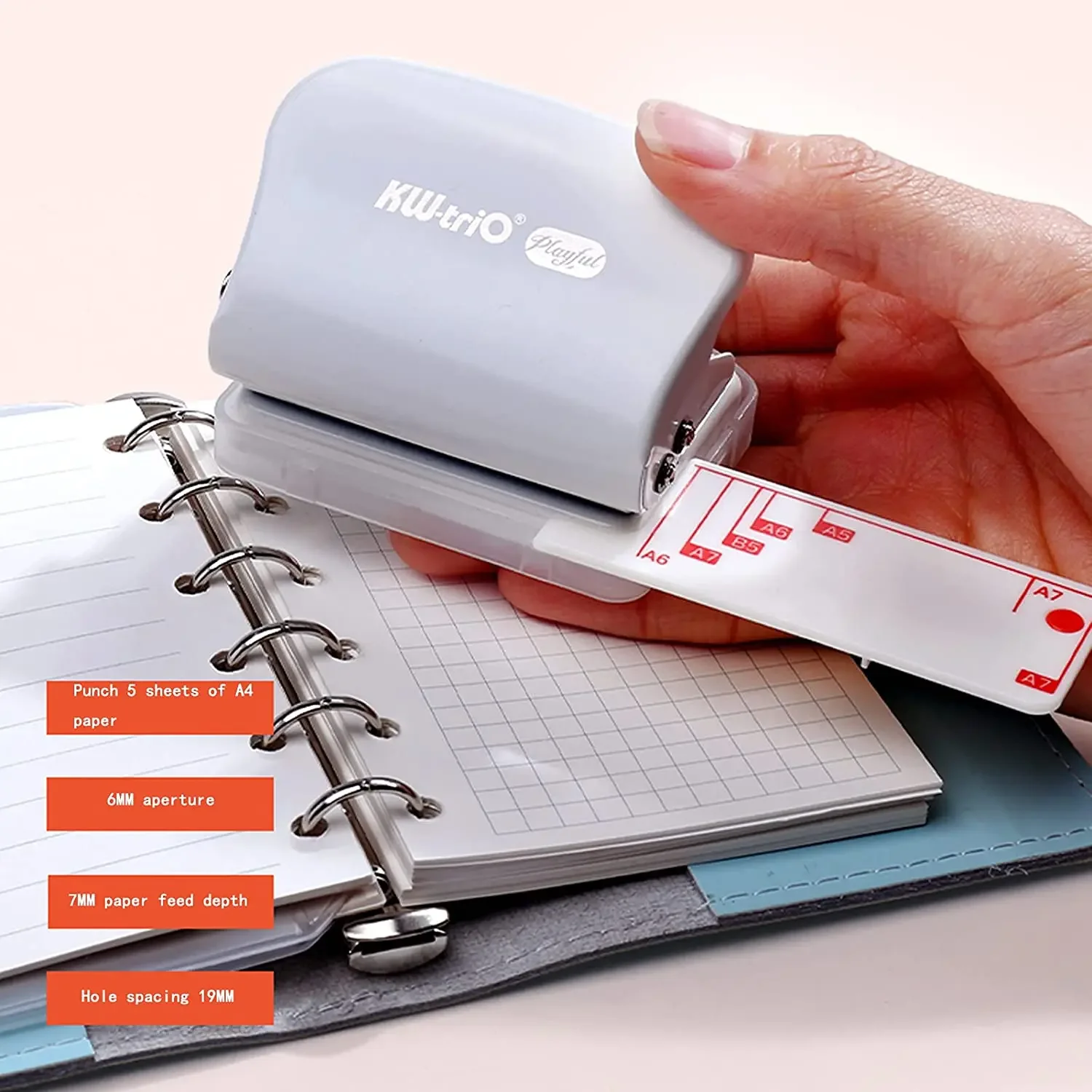 Cute 3/6/10-Hole Paper Punch DIY Portable Handheld Hole Punch Daily Paper  Puncher B5/A5/A6/A7 Size Loose Leaf 5 Sheet Capacity