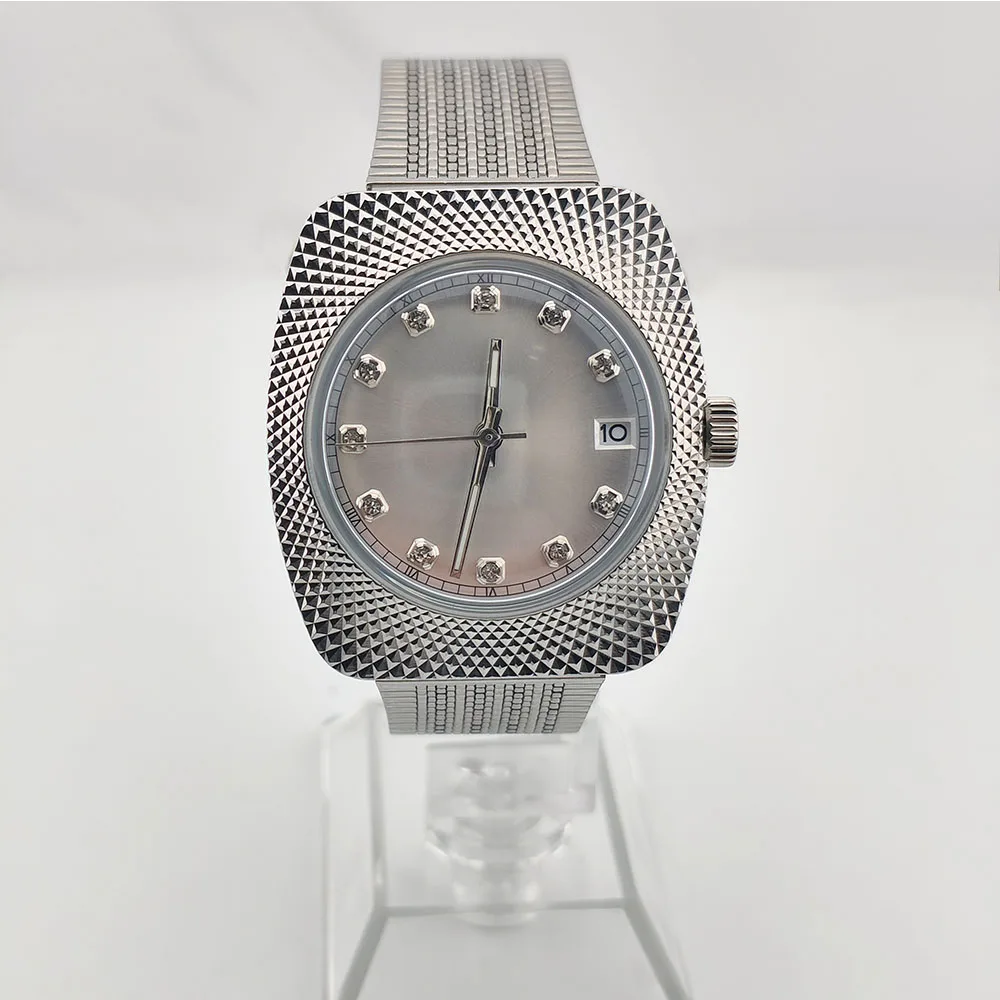 NH35 Watch Men Watch with Metal Texture 36.5mm Stainless Steel Acrylic Glass Waterproof Case 28.5mm dial fit Automatic Movement