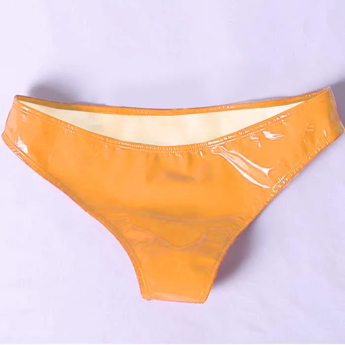 New Women Sexy Pink Lingerie Erotic Panties PVC Leather Low Waist Underwear Red Yellow Color Ladies Lingere Mini Briefs G String