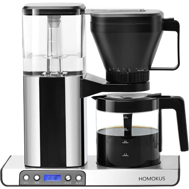 HOMOKUS 10 Cup Coffee Maker - Programmable Drip Coffee Maker -Stainless  Steel Drip Coffee Machine with Timer, Brew Strength Control, LCD Screen and