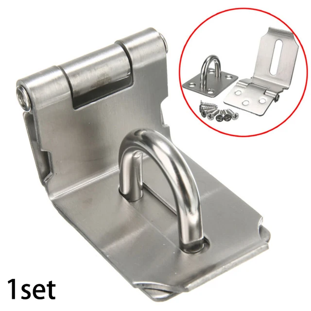 1 Set Stainless Steel Padlock Clasp Gate Hasp Staple Door 90 Degrees Latches Lock Shed Latch Household Burglar-proof Hardware 1