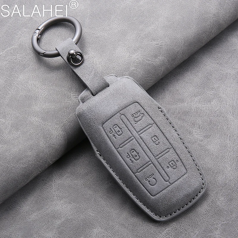 

Leather Car Remote Key Case Fob Cover Shell Fob For Hyundai Genesis G80 GV70 GV80 GV90 2019 2020 2021 2022 Keychain Accessories