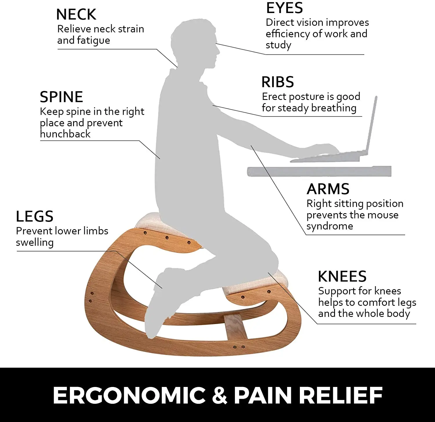 VEVOR VEVOR Silla ergonómica, Rodillas, Sillas, Ergonómicas