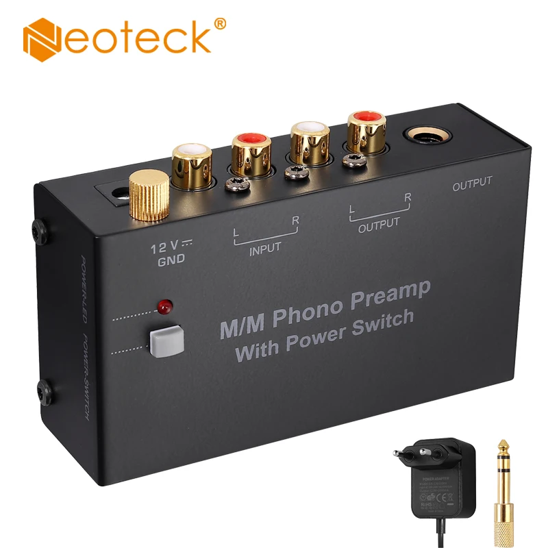 

Neoteck M/M Phono Preamp с выключателем питания Phono Preamp преусилитель проигрыватель preamp RCA вход, RCA выход 1/4 ''TRS выход