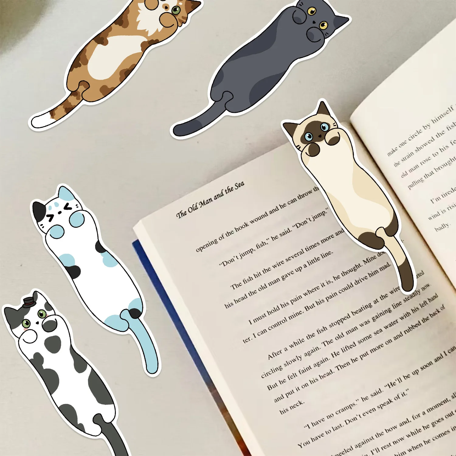 30Pcs Cartoon Reading Cat Bookmarks Set Cute Aesthetic Page Markers for Students DIY Book Annotation Stationery Supplies animal bookmark,bookmarks stationery supplies