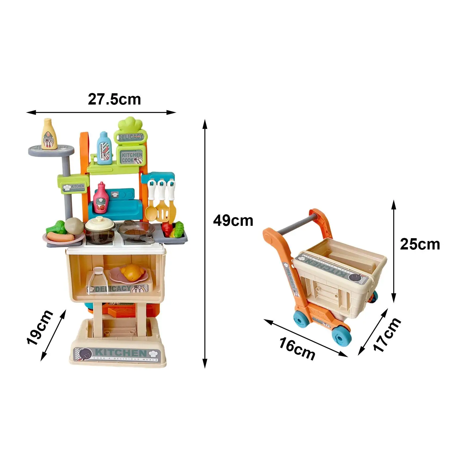 Pretend Kitchen Toys Interactive Children`s Kitchen Trolley Kids Playset