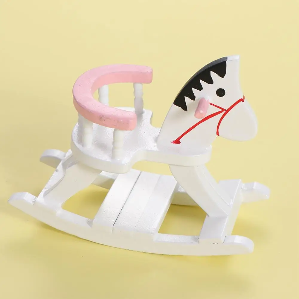 1:12 Dollhouse Wooden horse Toy Dollhouse Trojan Horse Simulation Dining Chair Model Simulation Miniature Dollhouse Furniture