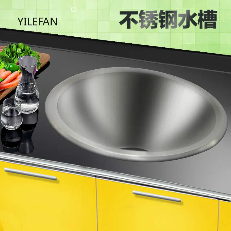 RV Kitchen Sink, for Boat 304 Stainless Steel Round Wiredrawing Smoothing Space Saving Round RV Sink matte direct drinking faucets stainless steel kitchen tap for anti osmosis purifier water and kitchen sink faucet