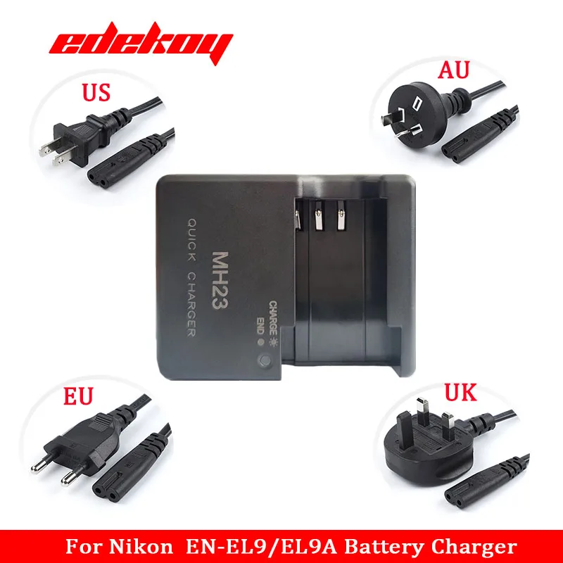 Batería EN-EL9 Y Cargador Para Cámaras Nikon - Compatible Con D40, D40X, D60, D3000, D5000 | 2200 MAh, 7.4V, Carga Inteligente