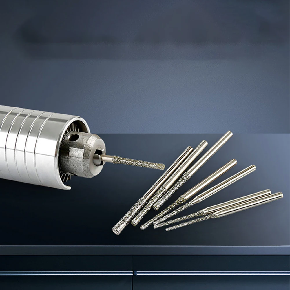 5pcs 0.8/1/1.2/1.5/1.8/2/2.5mm Diamond Coated Drill Bits 2.35mm Shank Glass Jade Amber Jewelry Glass Diamond Drill Bit
