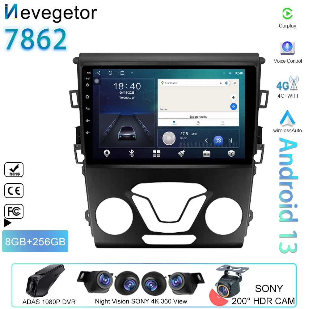

Android 13 для Ford Mondeo 5 2014 - 2019 GPS экран 5G WIFI сенсорная головка автомобильный тв мультимедийный Serero Авто Радио BT No 2din DVD