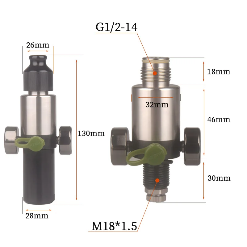 Hpa Lufttank Valvula regula dora einstellbar 0-3000psi pcp Luftwaffe Sodastream Adapter Druck Pneumatik ventil CO2 Zubehör