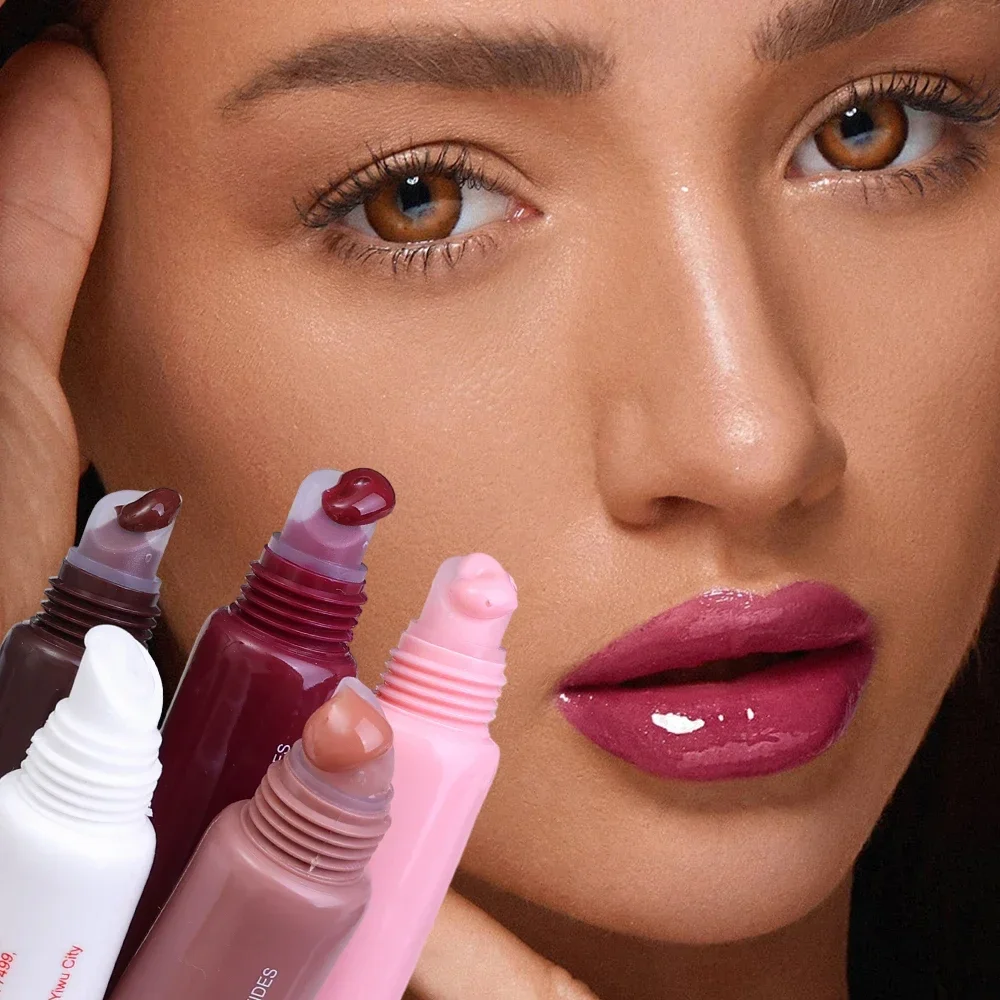 Jelly Tube Lip Gloss Mirror Lip Glaze Nutrient Plump Liquid Lipstick Natural Mineral Oil Clear Moisturizing Gloss Cosmetics lip gloss,lip makeup,lip glaze