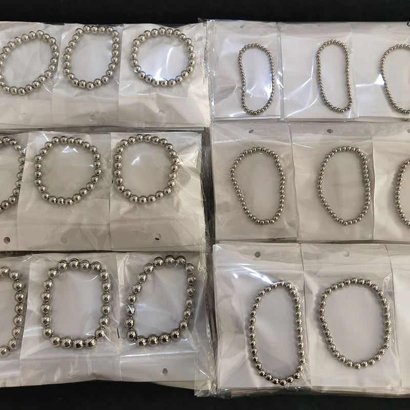 Modeschmuck Frauen Geschenke Wasserdichte Metall Stahlkugel Hohe Qualität Glatter Durchmesser 3-4-6-8mm Elastisches Edelstahlarmband – Detail 9